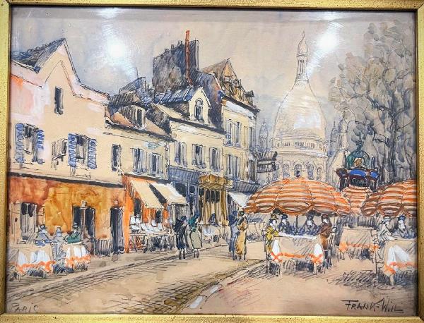 Montmartre, the Tertre square - Watercolor tempera - 23 x 30 cm
