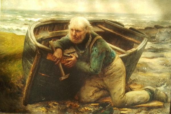 ”The last radoub”, on a Normandie beach. O/C 55 x 40 cm