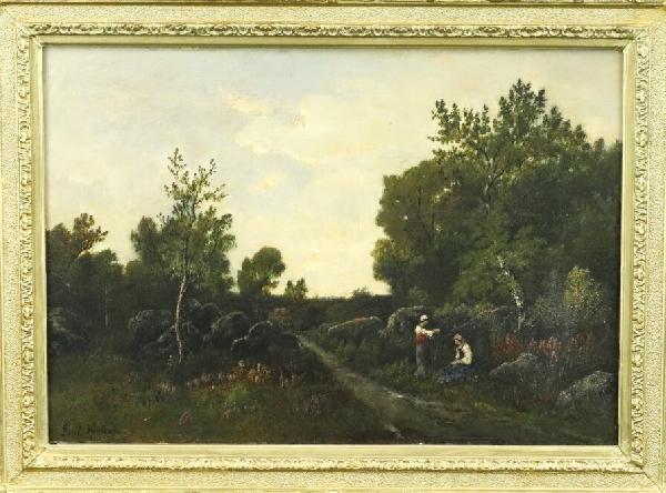 Landscape in Fontainebleau forest - O/B 31x46 cm